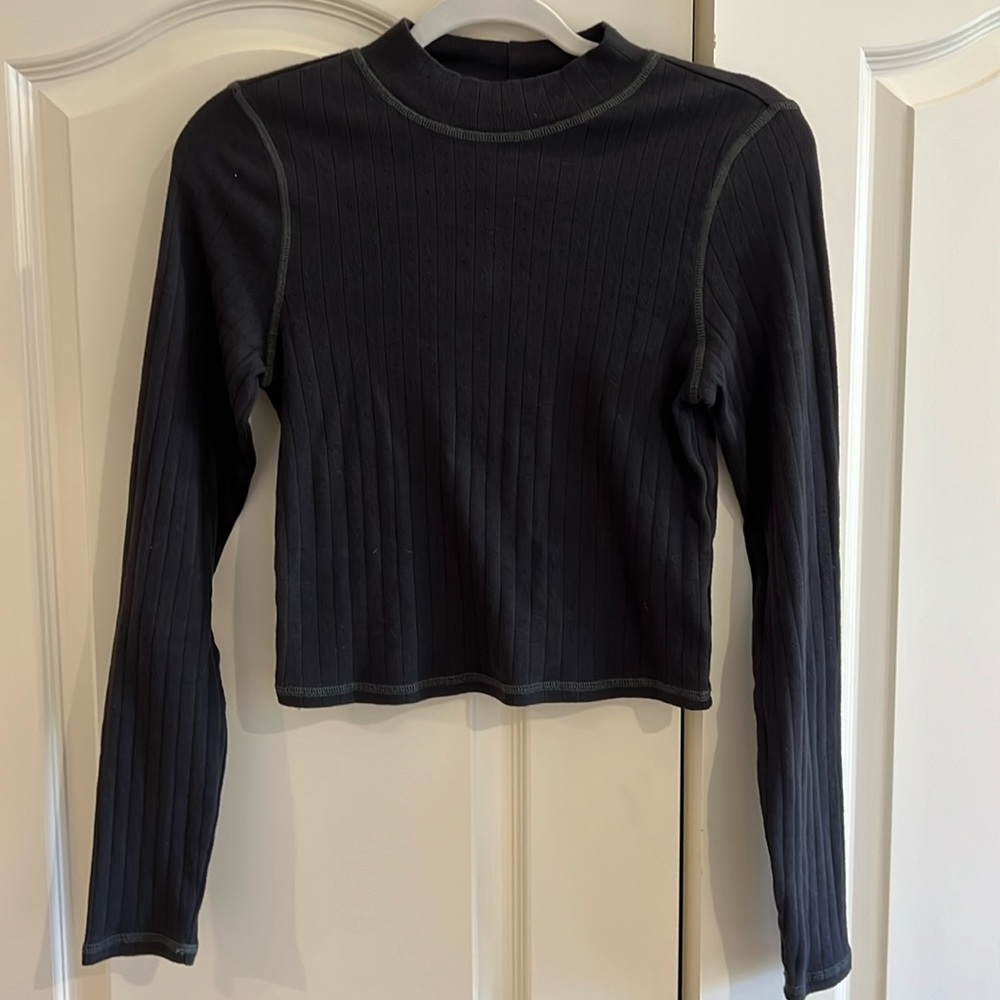American Eagle Mockneck Long Sleeve Top - Dark Gray